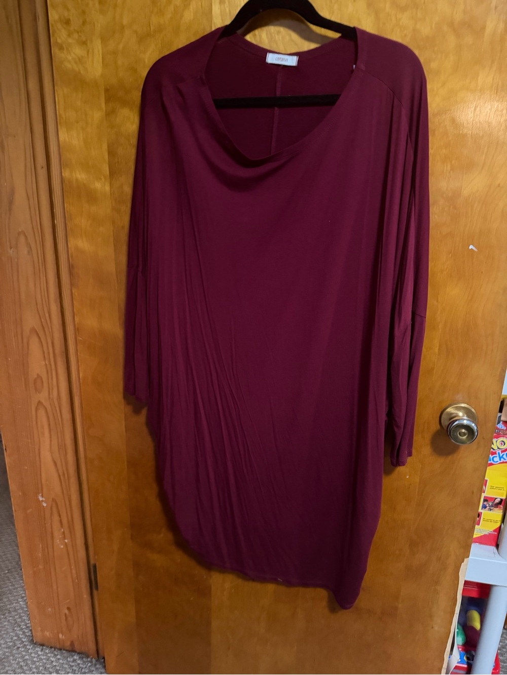 Cherish Long Sleeve Draped Neck Burgundy Dress